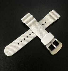 22mm wristwatch silicon rubber belt stripe white [ correspondence ]SEIKO diver model SKX Samurai SRPB SRPD etc. Seiko 