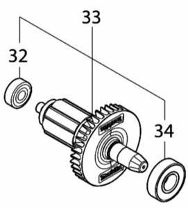 マキタ makita 40Vmax 165㎜ 充電式 スライド マルノコ LS009GZ 用 ロータアッセンブリ 32,34 ツキ 519772-1 部品 修理 パーツ 建築 大工