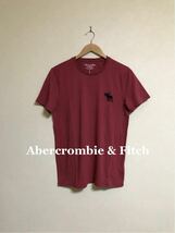 【新品】 Abercrombie & Fitch BIG ICON CREW NECK TEE アバクロンビー&フィッチ ビッグアイコン クルーネック Tシャツ サイズS レッド半袖_画像1