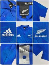 【美品】 adidas All BLACKS アディダス オールブラックス ラグビー ウェア トップス ポロシャツ サイズM 半袖 青 A2B001_画像5