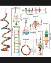 鳥用おもちゃ10個セット☆ペット用品 鳥類 猛禽類 オウム インコ 飼育 鳥かご ケージ はしご ボール ロープ カラフルj01556_画像3