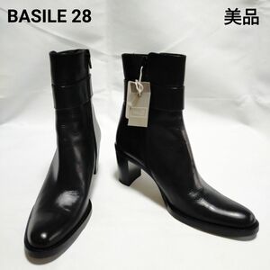 【美品】BASILE28 バジーレ28 ブラックレザー ブーツ 23cm