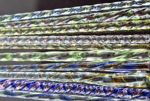 モレッティの細密なツイストガラス棒、ガラスレース棒（11202-467）レース棒 ＃ヒュージング ＃小物ガラス材料 ＃アクセサリー材料