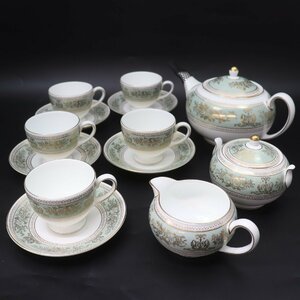 ITD0WVZWBX6Q 即決 本物 WEDGWOOD ウエッジウッド コロンビア 13点 カップ＆ソーサー ティーポット クリーマー シュガーポット