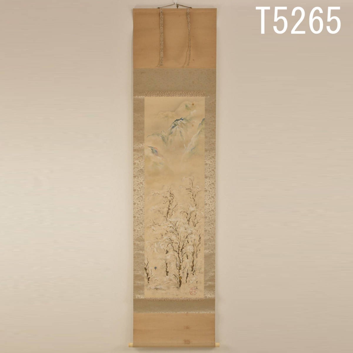 T05265 Masamoto Snow Scene Hanging Scroll: Authentic, Painting, Japanese painting, Landscape, Wind and moon