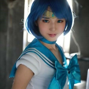 実物撮影 在庫処分  美少女戦士セーラームーンCrystal/セーラーマーキュリー コスプレ衣装 女性M号の画像1