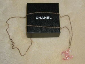 ☆送料無料☆CHANEL　シャネル　ピンククリアCOCOトップ＆カラフルストーン　ネックレス（USED)