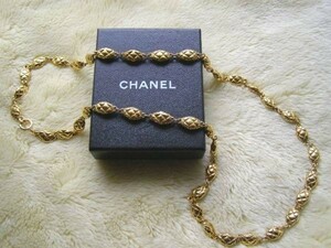 * бесплатная доставка *CHANEL Chanel . круглый type matelasse узор Vintage длинный колье (USED)