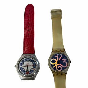 【ジャンク品】 スウォッチ SWATCH 腕時計 2本セット ベルト 黄 赤 レディース腕時計 動作未確認 ベルト不足あり 箱無 本体のみ N48184RD