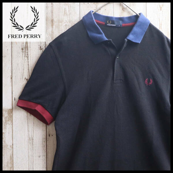 【USED】 フレッドペリー FREDPERRY ポロシャツ ブリティッシュ LONDON 古着 ブラック Sサイズ ☆送料無料☆