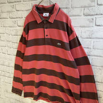 【USED】 ラコステ LACOSTE 長袖 ポロシャツ 太ボーダー柄 90s 00s 古着 サイズ 4 (M相当) ☆送料無料☆_画像5