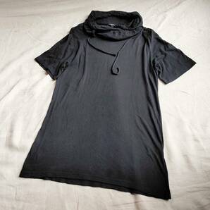 レア Ann DEMEULEMEESTER アンドゥムルメステール カットソーTシャツ 変形衿 ドローコード コットン 半袖 S ポルトガル製 ★9