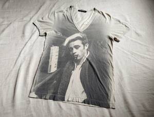 DOLCE&GABBANA ドルチェ＆ガッバーナ D&G james dean ジェームスディーン Tシャツ カットソー Vネック プリント カーキ 50 ★9