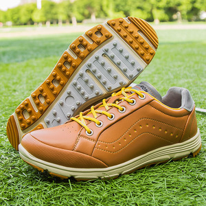  golf shoes new goods sport shoes wide width men's sport shoes strong grip gentleman sneakers Fit feeling . slide enduring . water-repellent yellow 24.5cm~29cm