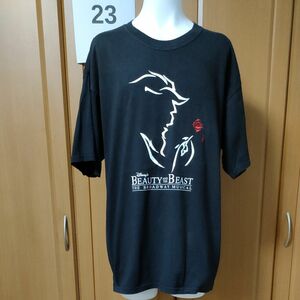 美女と野獣【ブロードウェイ・ミュージカル】半袖TシャツXL-2XL　Made in USA　ブラック　90年代ディズニー正規品