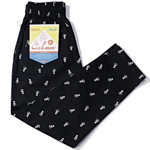 Lサイズ COOKMAN シェフパンツ SKULL ブラック クックマン Chef Pants スカル柄