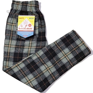 Lサイズ COOKMAN シェフパンツ Woolmix Tartan Canadian ブラック タータンチェック クックマン Chef Pants ウールミックス フランネル