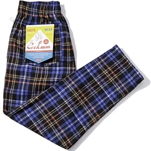 Lサイズ COOKMAN シェフパンツ Woolmix Tartan Scottish ネイビー タータンチェック クックマン Chef Pants ウールミックス フランネル