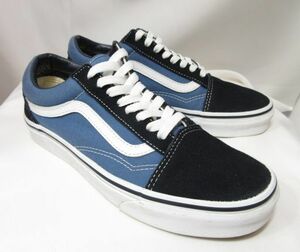 VANS OLD SKOOL 24.5cm バンズ オールドスクール キャンバスｘスエード ネイビー サックスブルー 紺ｘ水色 青