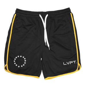 【送料無料】LVFT ハーフパンツ 黒×黄Line Mサイズ☆LIVE FIT