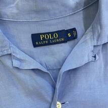 Polo Ralph Lauren オープンカラーシャツ S ブルー 裾ポニー シルク リネン 刺繍 開襟 半袖 シャツ ボックス CALDWELL ポロ ラルフローレン_画像3