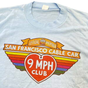 1977 San Francisco Cable Car Tシャツ ブルー サンフランシスコ ケーブルカー 電車 クラブ スーベニア 半袖 70s USA ヴィンテージ