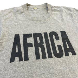80s USA製 AFRICA Tシャツ L グレー アフリカ ロゴ スーベニア シンプル シングルステッチ Screen Stars ヴィンテージ
