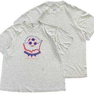 90s NIKE ナイキ Soccer Tシャツ L グレー 半袖 サッカー アメリカ イベント スウォッシュ ロゴ 90年代 ナイキ ヴィンテージ 