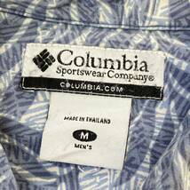 Columbia HERSHEY'S 半袖 ボタンシャツ M ブルー 総柄 シャツ ボックス型 ハーシーズ 刺繍 コロンビア ハワイアン アロハシャツ_画像4