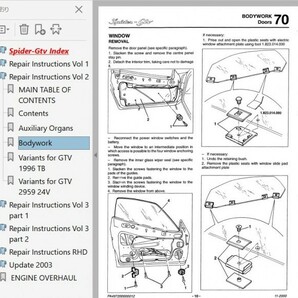 アルファロメオ GTV ＆ Spider スパイダー 916 整備書 修理書 リペアマニュアル ボディー修理の画像6