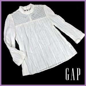 ▲□GAP(ギャップ)●レース切替ブラウス●ホワイト●レディーストップス