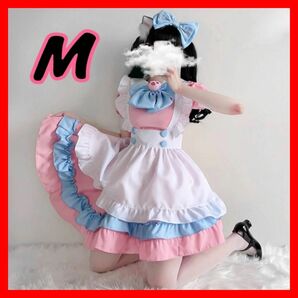 メイド服 カラフル コスプレ アキバ系 M ワンピース ロリ ピンク サブカル