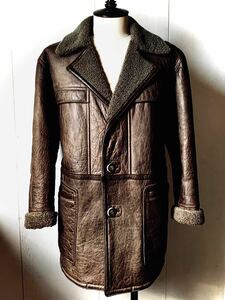 極上 美品 最高峰 定価60万 UVH SHEEPSKIN co.シープスキン レザー リアルムートン ボマー コート ジャケット アンティークブラウン