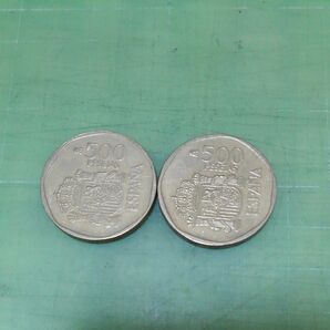 スペイン500ペセタ硬貨×２枚(1988、9年)