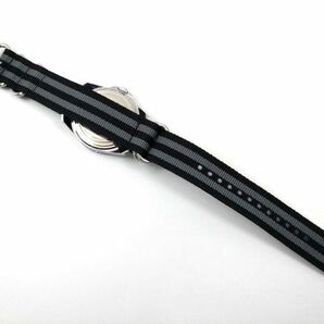 ナイロン製ミリタリーストラップ 腕時計布ベルト natoタイプ 黒ストライプ 24mmの画像5