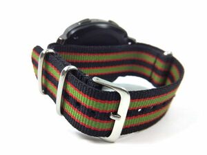  nylon made military strap cloth belt nato type wristwatch black red green stripe 20mm