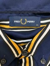 美品　FRED PERRY フレッドペリーポルトガル製　ストライプ 柄ボタンダウン 半袖 シャツ　XSサイズ_画像4