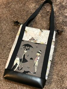 going goth×蜘蛛の巣　アレキサンダーヘンリー生地　縦長ショルダーバッグ　ハンドメイド　ゴス　ハロウィン　