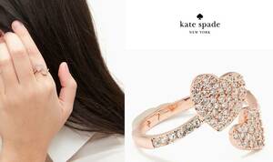 ☆セール☆kate spade yours truly pave ハートリング 袋付 (11～12号相当)