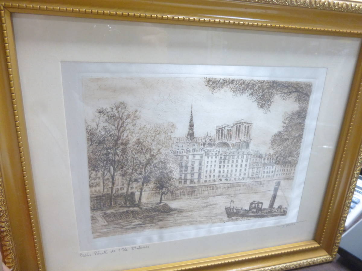 Picture 8054 - Cloth painting print cityscape approx. 35cm x 29cm, artwork, painting, others