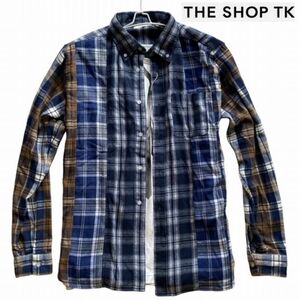 ★新品 THE SHOP TK タケオキクチ ネルシャツ M ヴィンテージライククレイジーネルチェックシャツ タバコブラウン ★