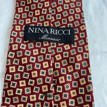 美品★NINA RICCI★レッド★ダイヤ柄★総柄★総シルク★ネクタイ★9_画像6