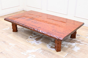 KI10 激重 巨木 緻密 ブビンガ 一枚板 座卓 リビングテーブル 座敷机 ローテーブル 天然木 無垢 高級材