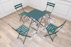 II12 ◆Fermob アイアン製 ガーデンテーブル 折畳式 チェア キャンプテーブル 4人用 アウトドア
