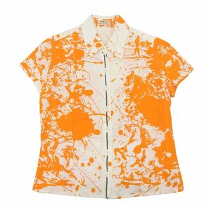 HERMES Hermes by Martin Margiela Margiela period paint shirt tops lady's cotton linen orange series 40