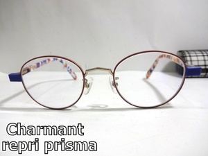 X3I016■ シャルマン レプリプリズマ Charmant repri prisma 日本製 ピュアチタン ピンク&ブルー&ゴールド色 メガネ 眼鏡 ケース付き