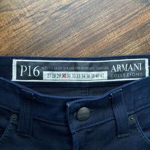 高級 ARMANI COLLEZIONI アルマーニコレツォーニ Dark Blue P16 Slim Fit Jeans スリムフィット ストレッチ デニムパンツ ジーンズ size.30の画像7