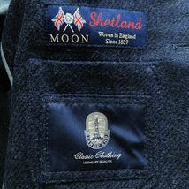 メキシコ製 LANDS'END ランズエンド classic clothing MOON シェットランド ウール ツィード 胡桃ボタン テーラード ジャケット size.AB5_画像6