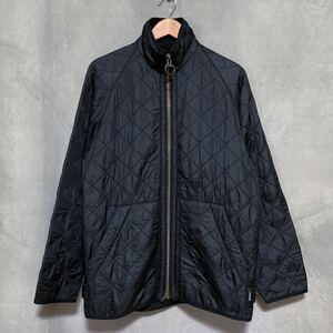 リトアニア製 Barbour バブアー ポリエステル 裏フリース キルティング ジップ ジャケット ブルゾン size.S ブラック A&F MadeIn Lithuania