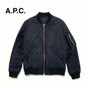 ☆良品 アーペーセー A.P.C. 中綿入り ボンバージャケット MA-1 ジップアップ ブルゾン 黒 size XS ユニセックス ミリタリー ノームコア